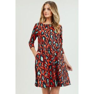 NEW - Red Cheetah dress -w/pockets